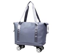 Borsa a tracolla con ruote, borsa arrotolabile sotto il sedile del bagaglio, organizzazione notturna porta indumenti per palestra, shopping, scavi nel fine settimana, vacanze, Blu, Refer to