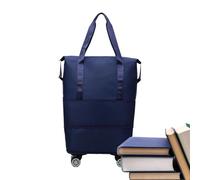 Borsa a tracolla con ruote, pieghevole, da portare sotto il sedile, da viaggio, per riporre indumenti, per pernottamenti, fine settimana, viaggi d'affari, vacanze, shopping, campeggio, Blu scuro