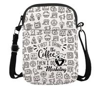 Borsa a tracolla con scritta "First Drink The Coffee Then Do The Marketing", regalo per amanti del caffè, Marketing Cr Eu, 5.91 Inches ×8.27 Inches