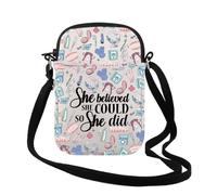 Borsa a tracolla con scritta in lingua inglese "She Believed She Could So She Did", idea regalo di laurea, Ha fatto quattro denti Cr Regno Unito, 0