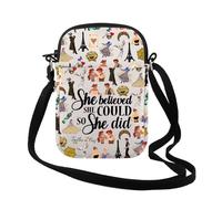 Borsa a tracolla con scritta in lingua inglese "She Believed She Could So She Did", idea regalo per amanti della musica, Did Togethter Parigi Cr Uk, 0