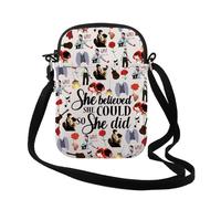 Borsa a tracolla con scritta in lingua inglese "She Believed She Could So She Did", idea regalo per gli amanti dei musical, Ho aspettato Cr Uk, 0
