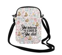 Borsa a tracolla con scritta in lingua inglese "She Believed She Could So She Did", regalo di apprezzamento per infermiera L&D e Obgyn, Did Fly Duck Cr Regno Unito, 0