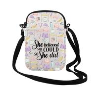 Borsa a tracolla con scritta in lingua inglese "She Believed She Could So She Did", regalo per corridori, maratoneti, Ha eseguito Cr Uk, 0