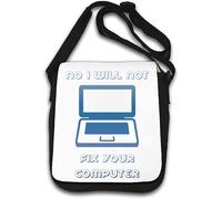 Borsa a tracolla con scritta "No I Will Not Fix Your Computer" bianca, bianco, Taglia unica