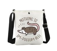 Borsa a tracolla con scritta "Nothing Is Im-possum-ble", idea regalo per gli amanti degli animali eccentrici, Niente è Cb Eu, 8.27 Inches ×6.5 Inches × 0.79 Inches