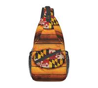 Borsa a tracolla con sfondo di maiale della bandiera del Maryland, borsa a tracolla sul petto con imbracatura da uomo e da donna, utilizzata per il tempo libero e i viaggi