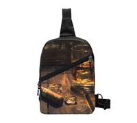 Borsa a tracolla con stampa a ciambelle colorate per uomo e donna, pieghevole, per attività all'aria aperta, Sigaro e whisky, One Size, Zaino casual