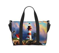 Borsa a tracolla con stampa a rombi, borsa da viaggio con cerniera, borsa casual per viaggi nel fine settimana e shopping in palestra, Nero , Taglia unica, Borsa da viaggio