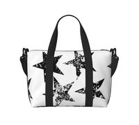 Borsa a tracolla con stampa a stelle, borsa da viaggio con cerniera, borsa casual per viaggi nel fine settimana e shopping in palestra, Nero , Taglia unica, Borsa da viaggio