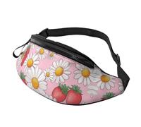 Borsa a tracolla con stampa alla moda rosa fragola, marsupio unisex a vita regolabile, marsupio per turisti - borsa leggera e resistente al volo per visitare visite turistiche, 14 x 35 cm, A7, A7
