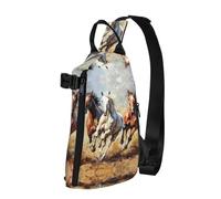 Borsa a tracolla con stampa artistica con cavalli che corrono, zaino a tracolla casual, zaino per viaggi, escursionismo, palestra