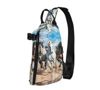 Borsa a tracolla con stampa artistica con cavalli che corrono, zaino a tracolla casual, zaino per viaggi, escursionismo, palestra