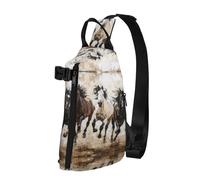 Borsa a tracolla con stampa artistica con cavalli che corrono, zaino a tracolla casual, zaino per viaggi, escursionismo, palestra
