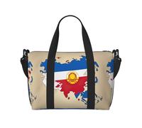 Borsa a tracolla con stampa astratta della Mongolia Map04, borsa da viaggio con cerniera, borsa casual per viaggi nel fine settimana e shopping in palestra, Nero , Taglia unica, Borsa da viaggio