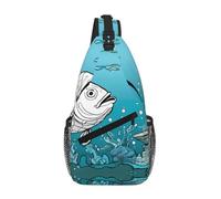 Borsa a tracolla con stampa Big Fish, diagonale, resistente e comoda per i viaggi e l'uso quotidiano.