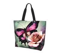 Borsa a tracolla con stampa cielo notturno - Borse tote da donna, accessori per shopping e viaggi, perfetta per la vita quotidiana e altro ancora, Fiore Rosa Farfalla, Taglia unica