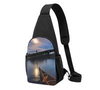 Borsa a tracolla con stampa con aquila patriottica per donne e uomini, borsa a tracolla casual per viaggi, escursionismo, corsa, Canoa al chiaro di luna Allagash fiume, One Size, Zaino da