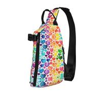 Borsa a tracolla con stampa cuori arcobaleno Zaino a tracolla casual, zaino per viaggi, escursionismo, borsa a tracolla per palestra