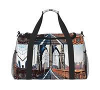 Borsa a tracolla con stampa del ponte di Brooklyn per donne e uomini, borsa a tracolla per viaggi essenziali da viaggio, nero, Taglia unica