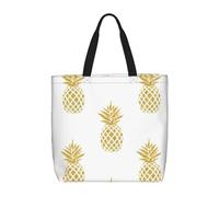 Borsa a tracolla con stampa di ananas dorata, alla moda, con cerniera, borsa casual, borsa shopper per lavoro e viaggio