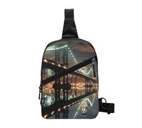 Borsa a tracolla con stampa di ananas, per uomini e donne, pieghevole, per attività all'aria aperta, per lo sport, New York Manhattan Ponte Notte, One Size, Zaino casual