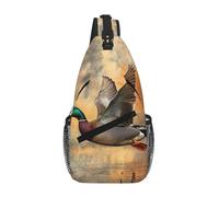 Borsa a tracolla con stampa di anatra selvatica volante da caccia, diagonalmente resistente e comoda per viaggi e uso quotidiano