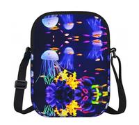 Borsa a tracolla con stampa di animali marini acquatici, piccola borsa a tracolla con tracolla regolabile, borsa da viaggio portatile da lavoro per donne e uomini