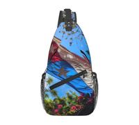 Borsa a tracolla con stampa di bandiera di Porto Rico, borsa a tracolla per tutti i giorni, zaino da petto, per viaggi all'aperto casual