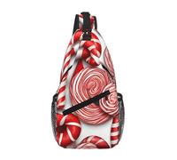 Borsa a tracolla con stampa di bastoncini di zucchero, resistente e comoda per i viaggi e l'uso quotidiano.