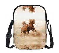 Borsa a tracolla con stampa di cavalli e animali, con cerniera, piccola borsa a tracolla con tracolla regolabile, borsa da viaggio portatile da lavoro per donne e uomini