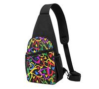 Borsa a tracolla con stampa di cuori rossi, piccola borsa a tracolla casual divertente per donne e uomini, adatta per viaggi, sport, corsa, Gay Pride Rainbow, Taglia unica