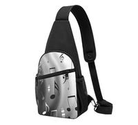 Borsa a tracolla con stampa di cuori rossi, piccola borsa a tracolla casual divertente per donne e uomini, adatta per viaggi, sport, corsa, Musica., Taglia unica