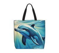Borsa a tracolla con stampa di delfino oceano che ti guarda 1, alla moda, con cerniera, borsa casual, borsa shopper per lavoro e viaggio