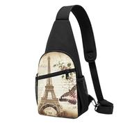 Borsa a tracolla con stampa di farfalle rosa per donne e uomini, borsa a tracolla casual per viaggi, escursionismo, corsa, Torre Eiffel di Parigi., One Size, Zaino da escursionismo