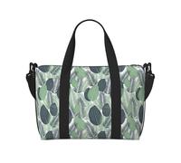 Borsa a tracolla con stampa di foglie tropicali verdi, borsa da viaggio con cerniera, borsa casual per viaggi nel fine settimana e shopping in palestra, Nero , Taglia unica, Borsa da viaggio