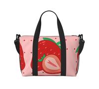 Borsa a tracolla con stampa di fragole in stile cartone animato, comoda, leggera e impermeabile, adatta per viaggi e uso quotidiano.