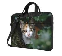 Borsa a tracolla con stampa di gatto dietro l'albero per computer portatile facile da usare quando si viaggia per affari