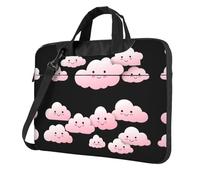 Borsa a tracolla con stampa di nuvole sorridenti timide per computer portatile, facile da usare quando si viaggia per affari, Nero, 14 inch