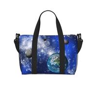 Borsa a tracolla con stampa di pianeti galassie, borsa da viaggio con cerniera, borsa casual per viaggi nel fine settimana e shopping in palestra, Nero , Taglia unica, Borsa da viaggio