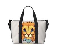 Borsa a tracolla con stampa di piccolo leone in stile cartone animato, adatta per viaggi d'affari, fitness e viaggi.
