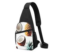 Borsa a tracolla con stampa di rose rosa, piccola borsa a tracolla casual divertente per donne e uomini, adatta per viaggi, sport, corsa, Gusci di ananas e cocco, Taglia unica