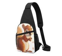 Borsa a tracolla con stampa di scoiattolo in stile cartone animato, per uomo e donna, borsa a tracolla per attività all'aperto, escursioni, zaini sportivi