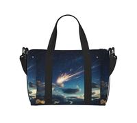 Borsa a tracolla con stampa di stelle e cielo stellato, borsa da viaggio con cerniera, borsa casual per viaggi nel fine settimana e shopping in palestra, Nero , Taglia unica, Borsa da viaggio