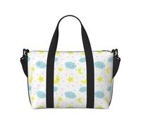 Borsa a tracolla con stampa di stelle e nuvole lunari, borsa da viaggio con cerniera, borsa casual per viaggi nel fine settimana e shopping in palestra, Nero , Taglia unica, Borsa da viaggio