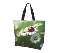 Borsa a tracolla con stampa di stelle marine e conchiglie sabbiose - Borse tote da donna, accessori per shopping e viaggi, perfetta per la vita quotidiana e altro ancora, Coccinella sul fiore di