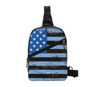 Borsa a tracolla con stampa di teschi di zucchero, borsa a tracolla per uomo e donna, pieghevole, per attività all'aperto, Retro Blue Thin Line USA Flag, One Size, Zaino casual