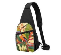 Borsa a tracolla con stampa di uccello tropicale del paradiso per uomo e donna, borsa a tracolla per attività all'aperto, escursioni, sport