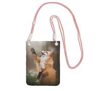Borsa a tracolla con stampa di volpe animale, da donna, mini portafogli per telefono, grazioso portafoglio per telefono, regalo per escursioni e viaggi, rosa, Taglia unica