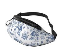Borsa a tracolla con stampa floreale alla moda fiori unisex marsupio fiori blu misura regolabile marsupio studenti - borsa a mani libere alla moda per la vita del campus 14 x 35 cm, A12, taglia unica
